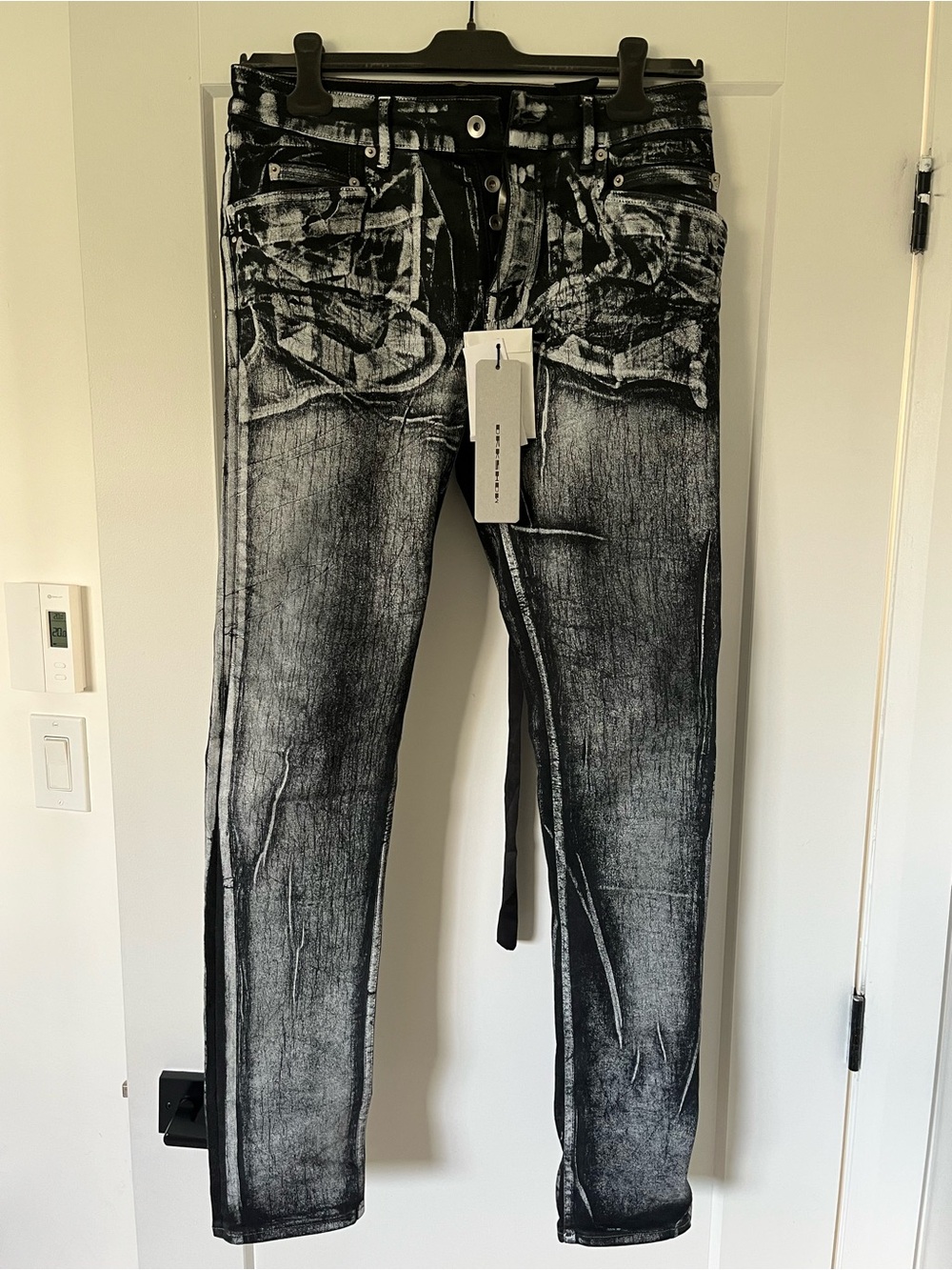 Rick Owens DRKSHDW - Foil Destroyed Tyrone Cut, Milk/Black, Size 33